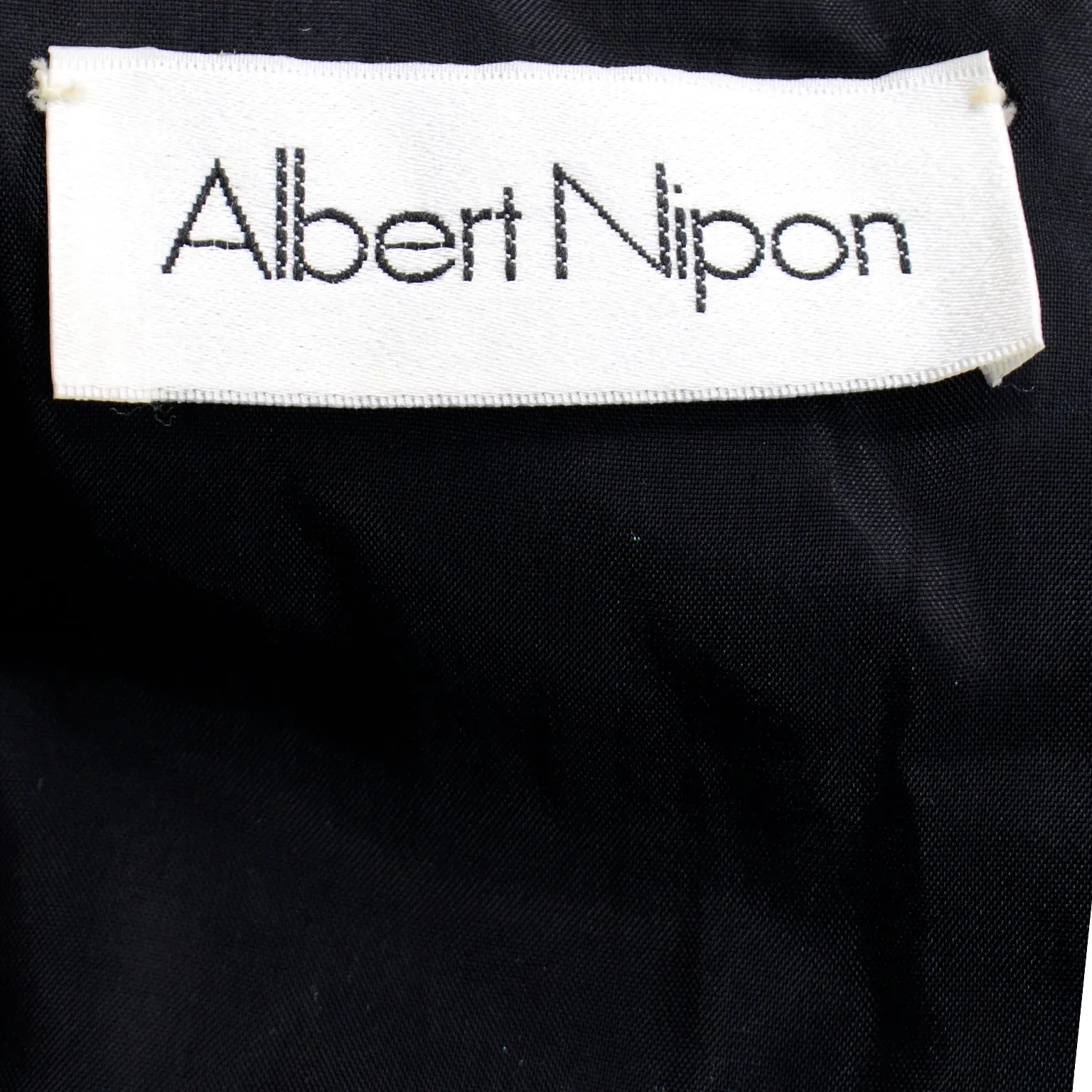 Albert Nipon Vintage Black Sequin Dress w Removable Ivory Collar & Cuffs
