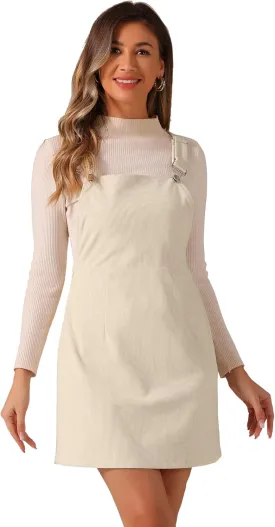 Allegra K Women's Adjustable Strap Pinafore Bib Corduroy Overalls Dress