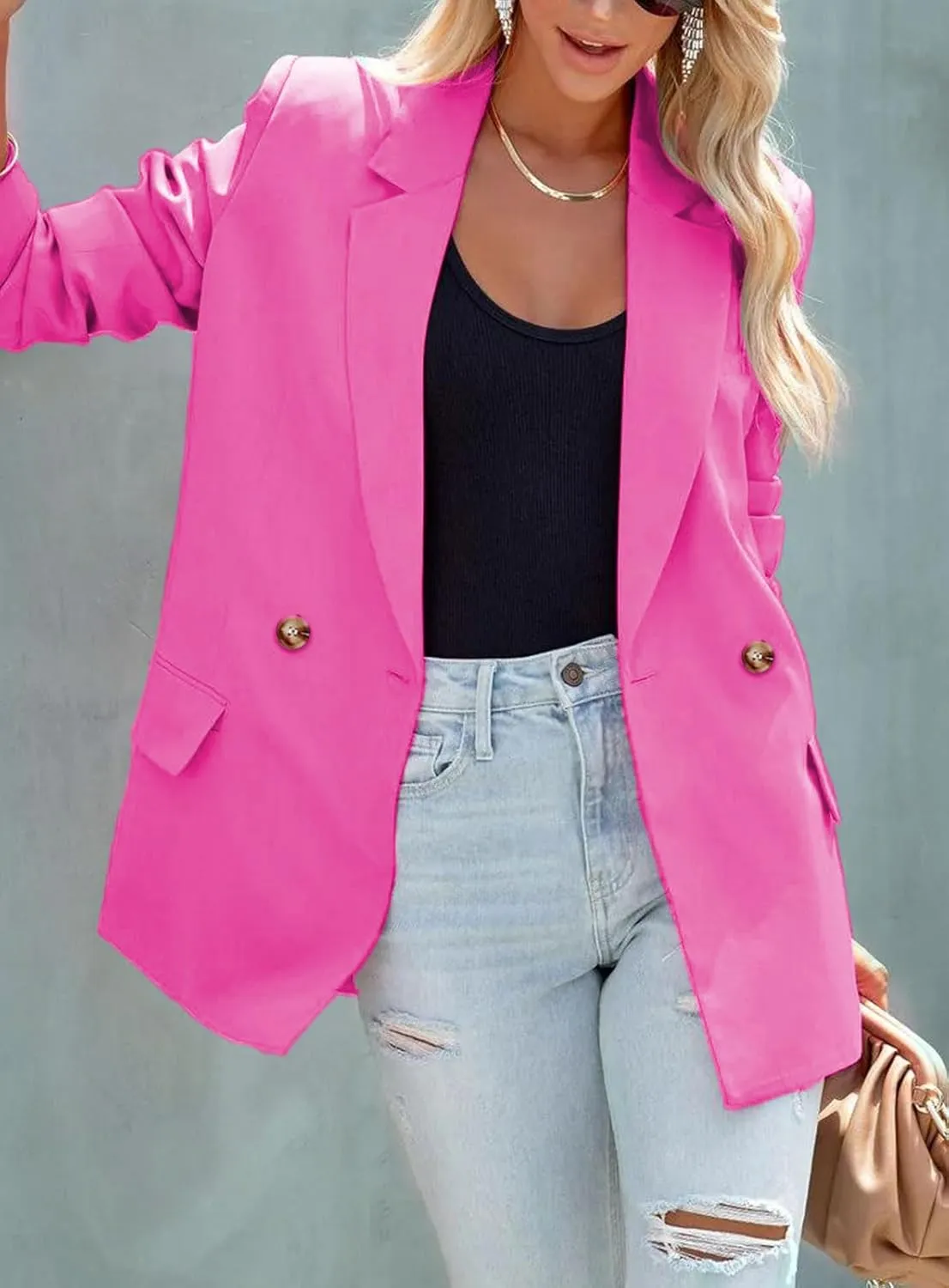 ARTFREE Womens Casual Blazer Button Lapel Long Sleeve Work Business Fashion Blazers Jackets Outfits with Pockets