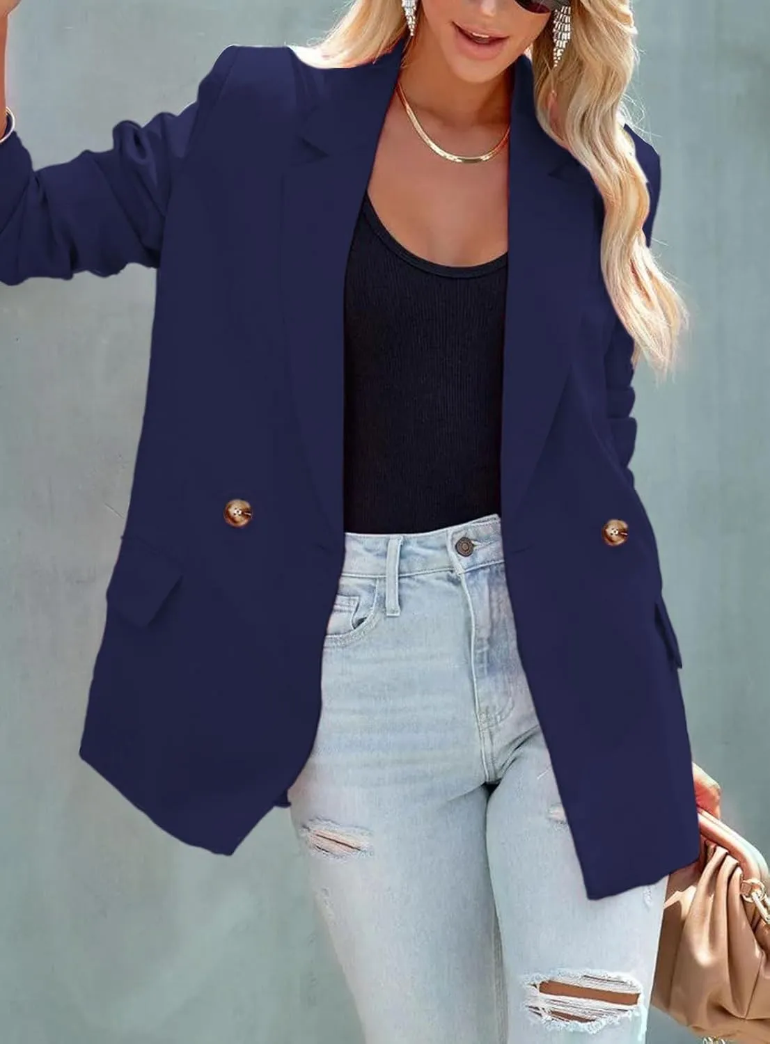 ARTFREE Womens Casual Blazer Button Lapel Long Sleeve Work Business Fashion Blazers Jackets Outfits with Pockets