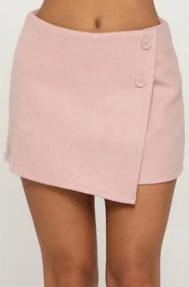 asymmetric two button wrap skort