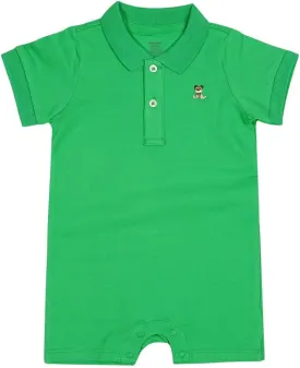 Baby Polo Romper Cotton Short Sleeve Embroidery Bear Jumpsuit 3-24 Months
