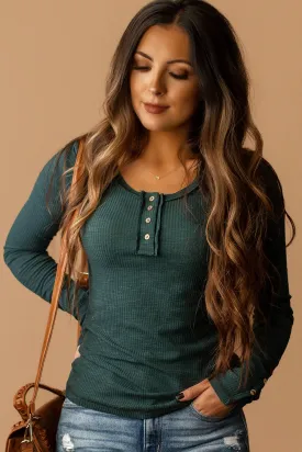 Back In My Life Ribbed Henley (Teal Green)