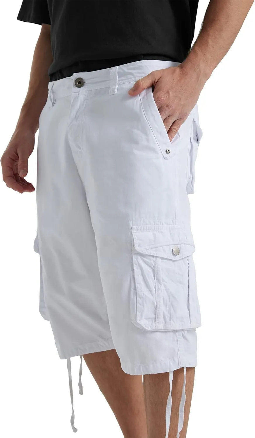 BEST SOUTH Men's Long Cargo Shorts Casual Below Knee 13 Inches Capri Shorts Relaxed Fit with Pockets