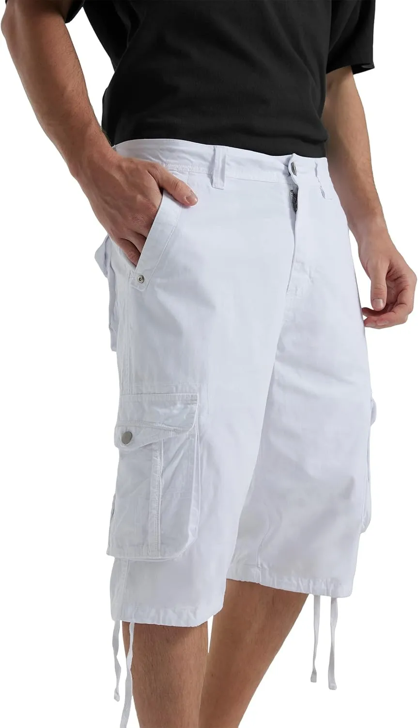 BEST SOUTH Men's Long Cargo Shorts Casual Below Knee 13 Inches Capri Shorts Relaxed Fit with Pockets