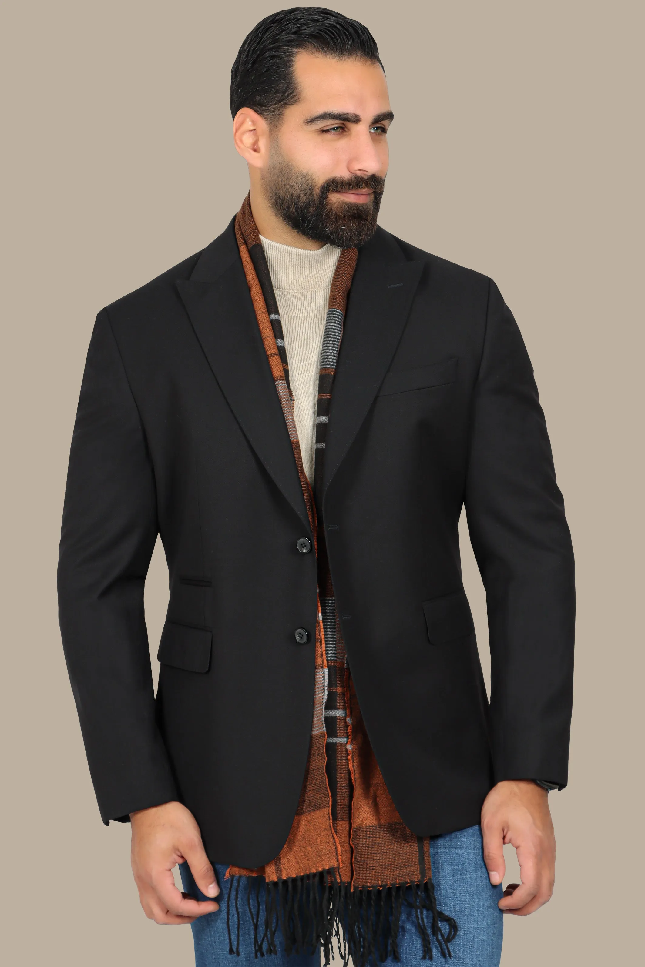 Black Peak Lapel Structured Blazer