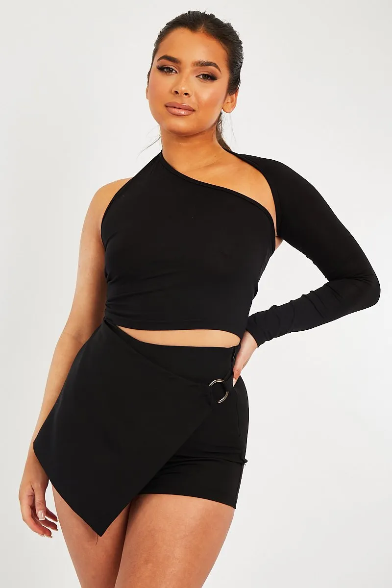 Black Ring Detail Skort - Delaila