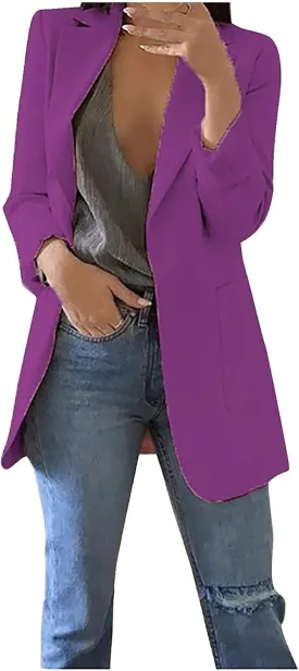 Blazers for Women Long Sleeve Casual Business Suit Jacket Plaid Coat Dressy Jacket Plus Work Office Blazer Outerwear