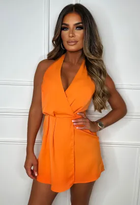 Brand New Babe Orange Wrap Top Skort Style Playsuit