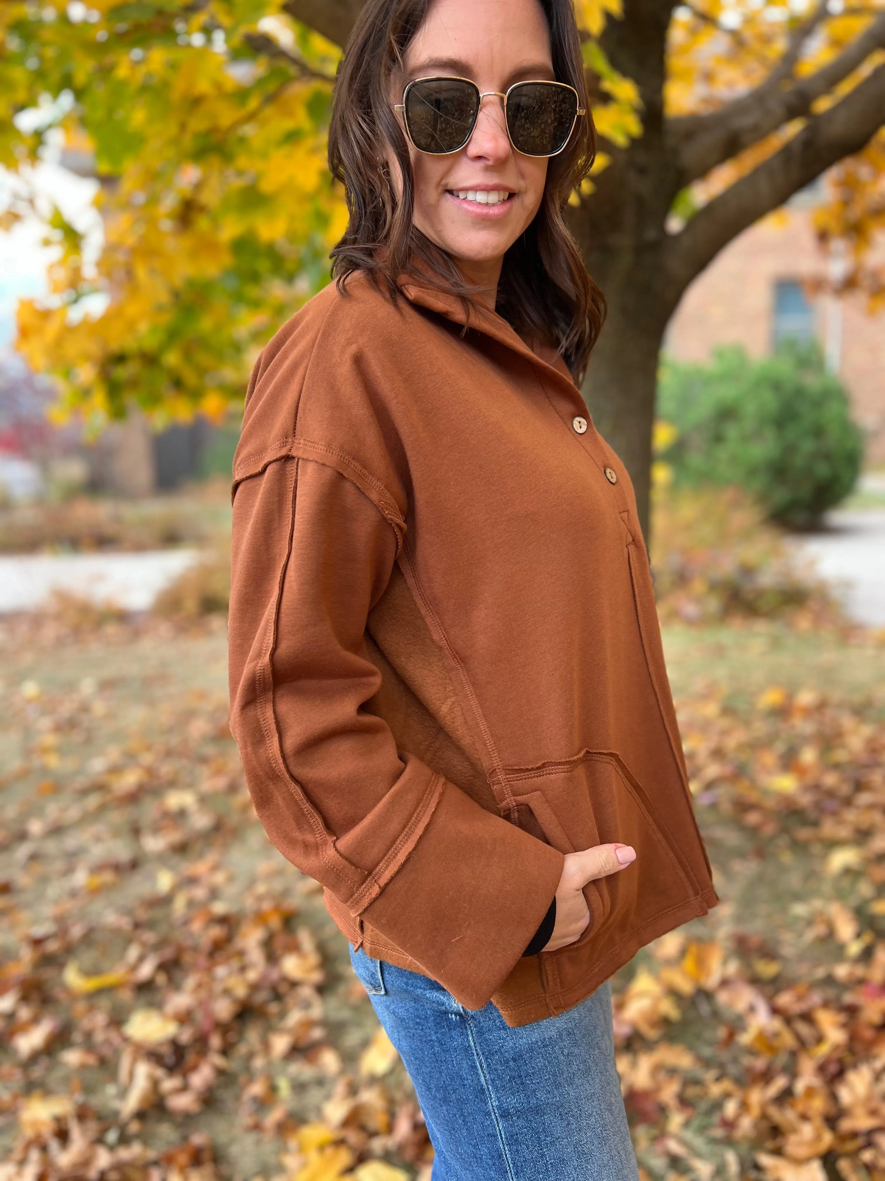 Brushed Terry Henley Pullover