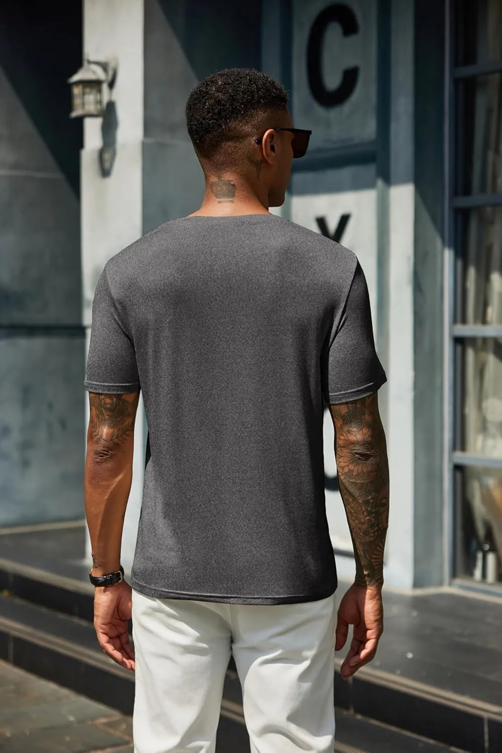 COOFANDY Men's Henley Shirts Short Sleeve Casual Summer Basic T Shirt Soild Button Tee Top