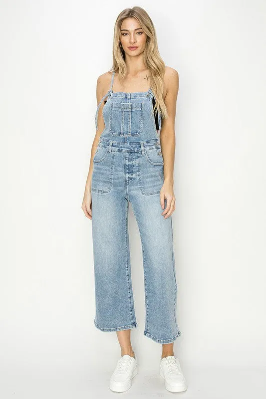 Crop Straight Leg Overalls By Risen