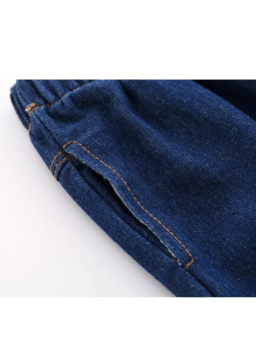 Cute Baby Toddler Girl Smile Face Letters Printed Blue Jeans