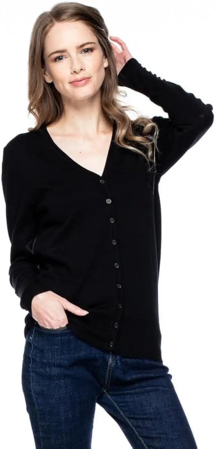 EAG Cardigan Sweaters for Women's Casual Solid Decorative Sleeve Button Up Cardigan for Women [Available in Plus Size]