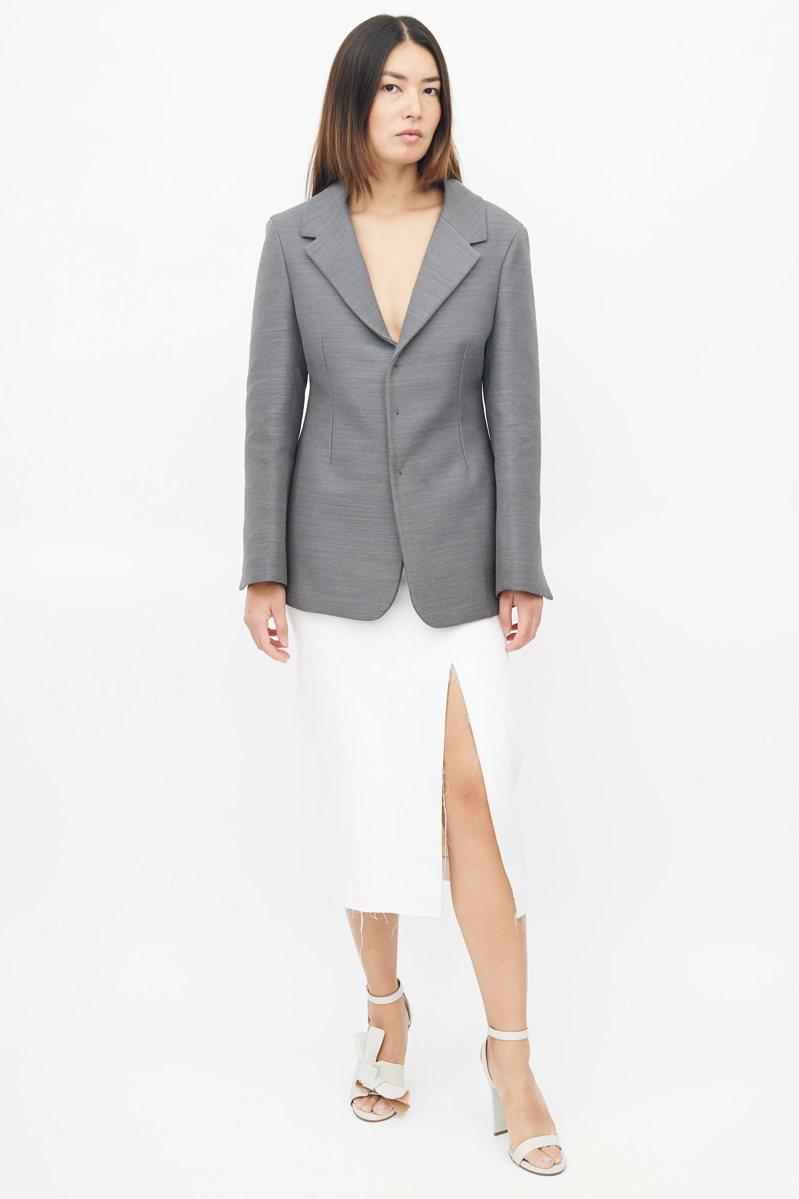 Fall 2019 Grey Wool Structured Blazer