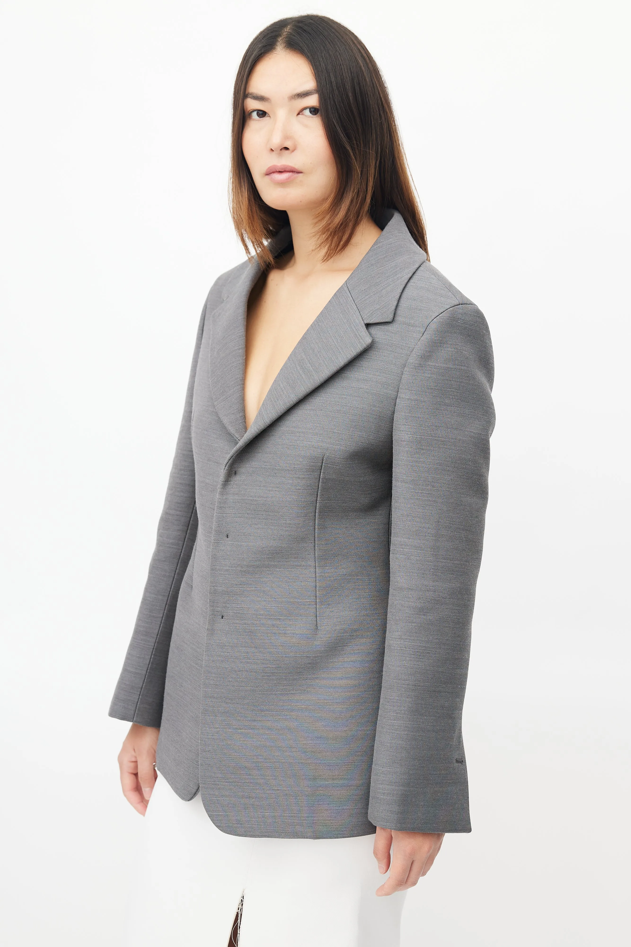 Fall 2019 Grey Wool Structured Blazer
