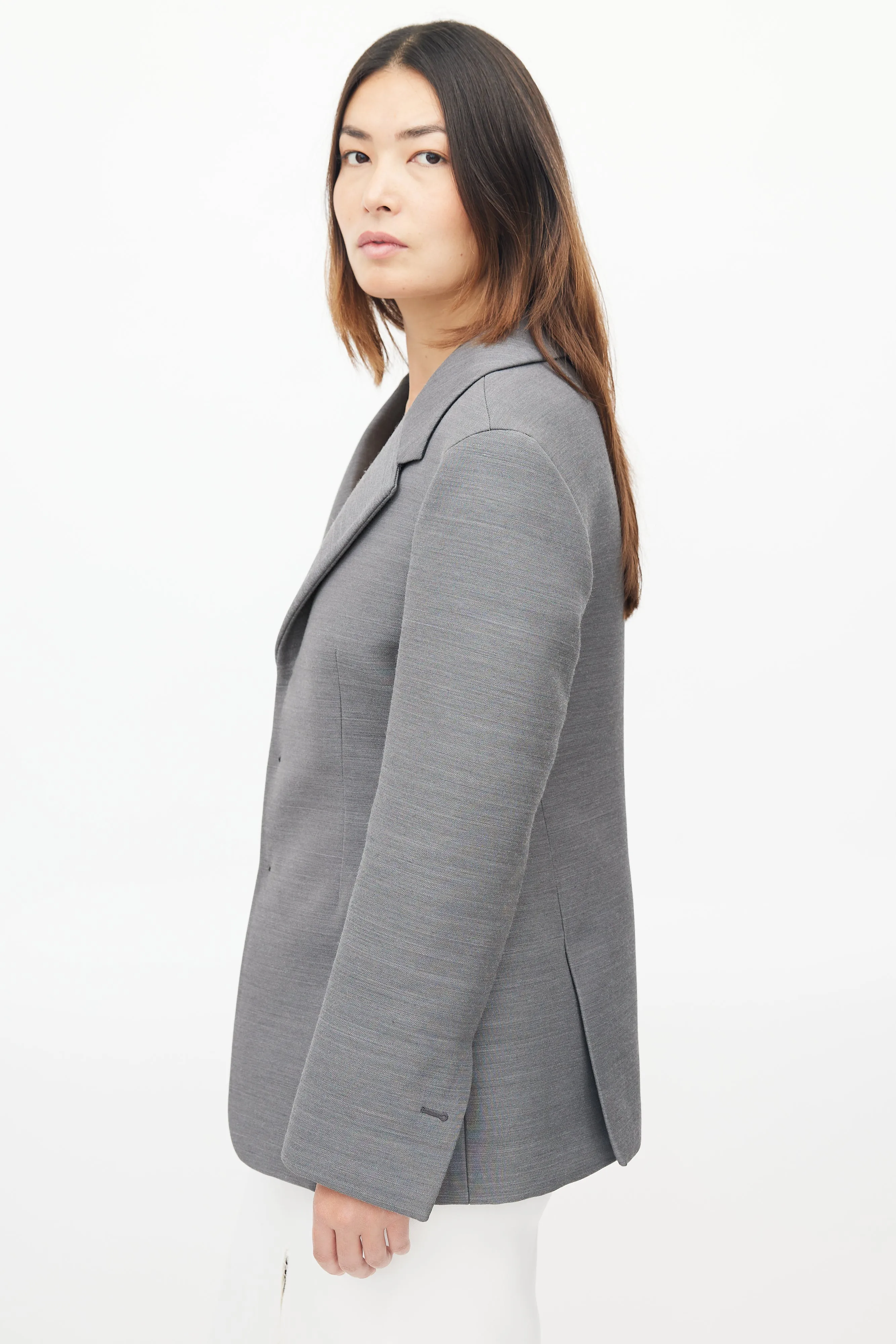 Fall 2019 Grey Wool Structured Blazer
