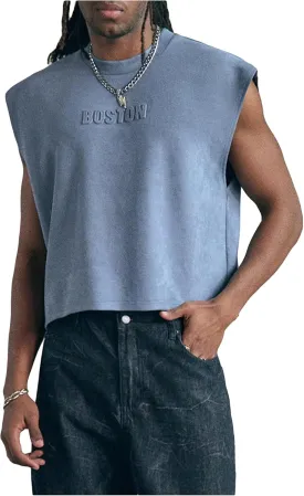 GORGLITTER Men's Dolman Sleeve Crop Vest Top Crewneck Loose Pullover Tank Tops