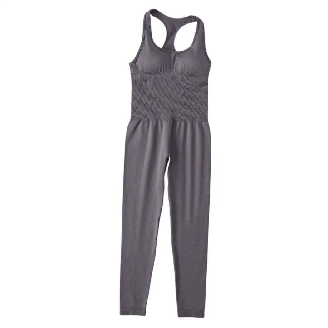 Gray Cutout Racerback Seamless Yoga Jumpsuit