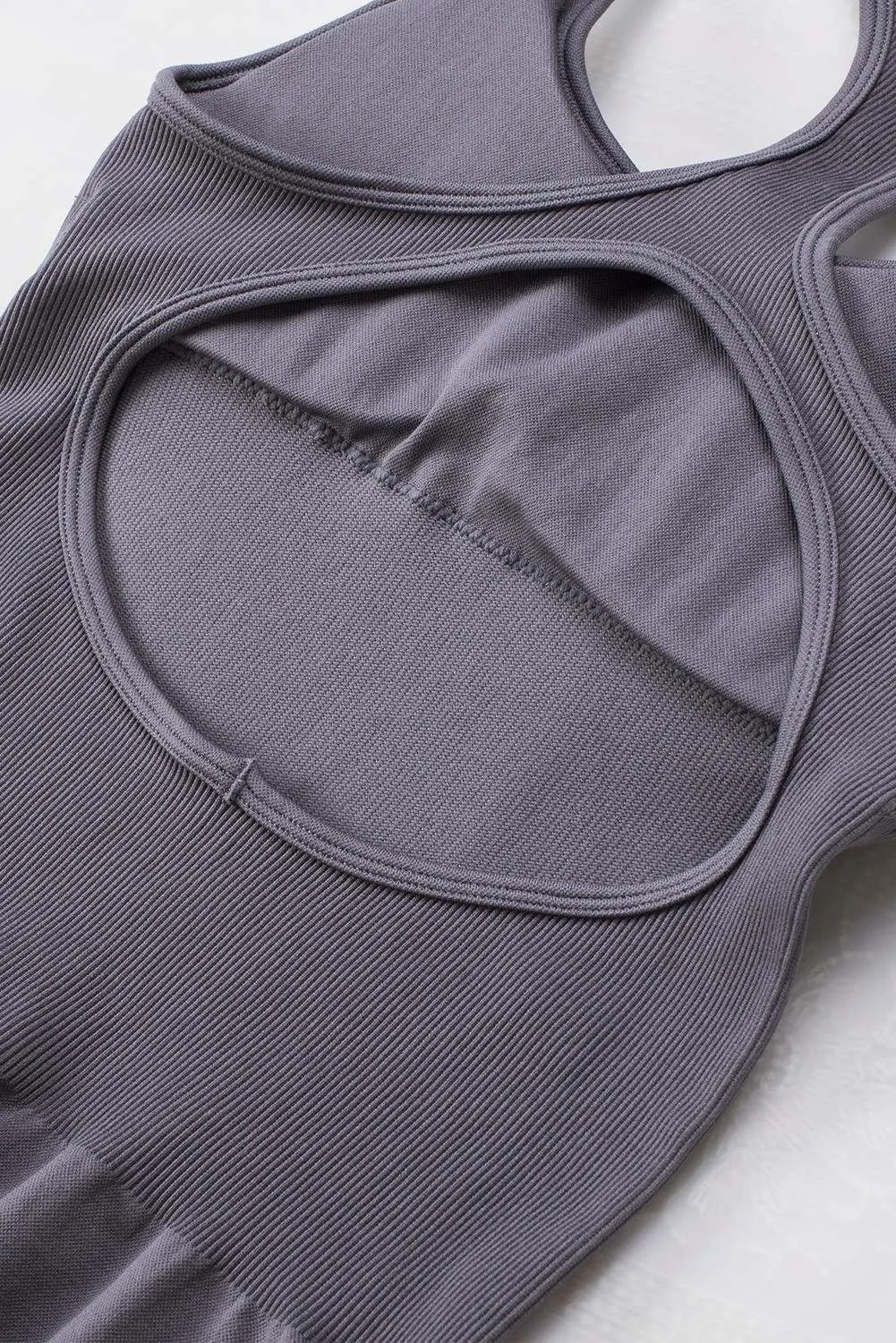 Gray Cutout Racerback Seamless Yoga Jumpsuit