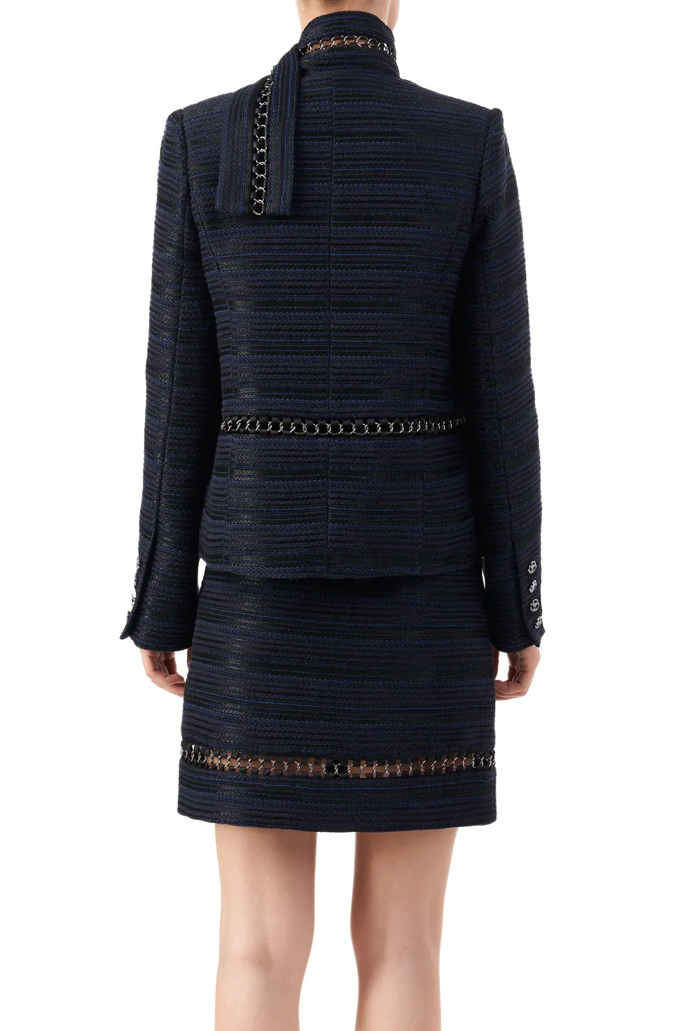 Gwen chain embroidered shawl detailed long sleeve blazer