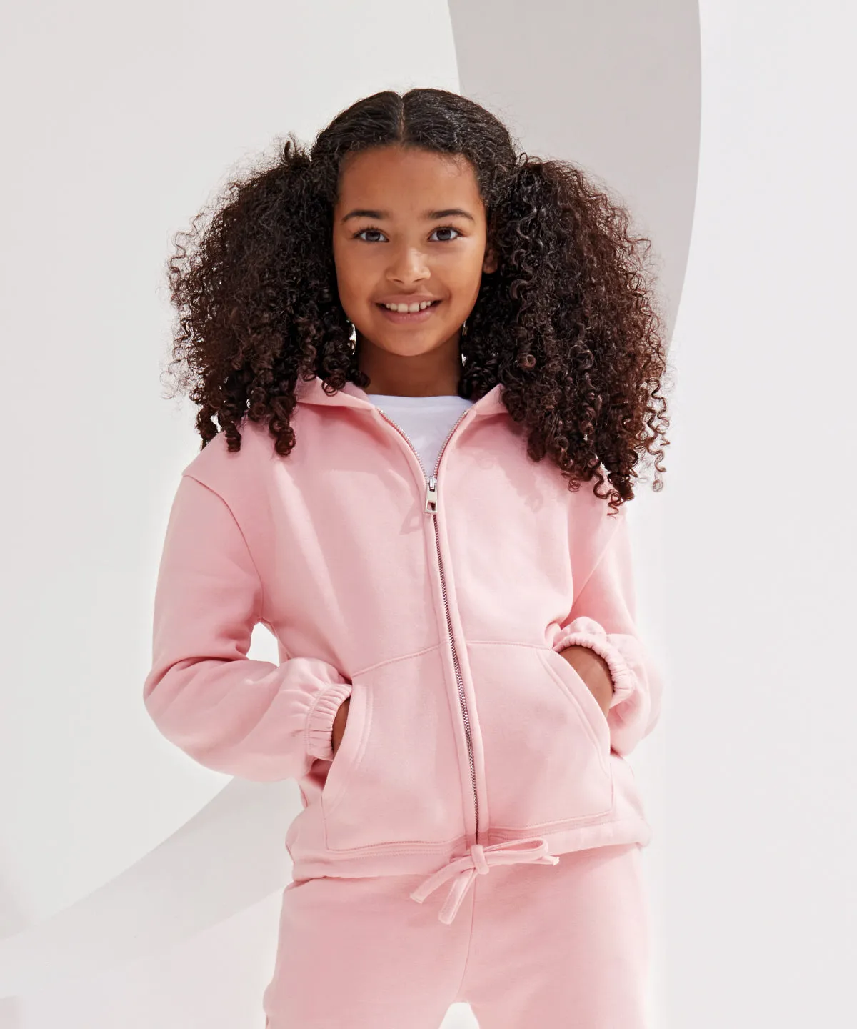 Heather Grey - Kids TriDri¨ recycled cropped oversize full-zip hoodie