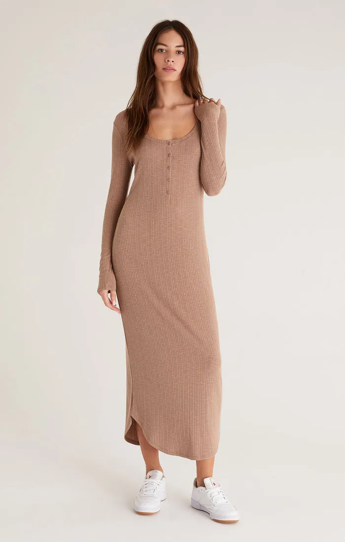 Heidi Rib Henley Midi Dress