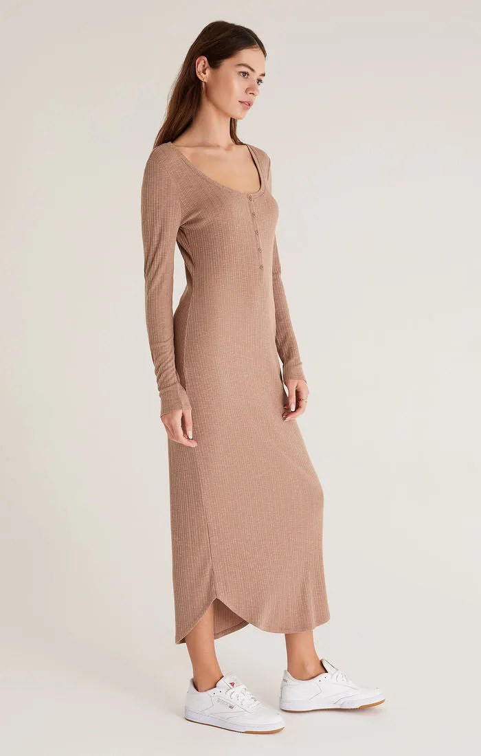 Heidi Rib Henley Midi Dress