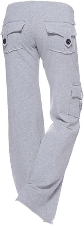 hlysgo Wide Leg Cargo Pants for Women 2025 High Waisted Yoga Leggings with Pockets Plus Size Drawstring Straight Leg Pants