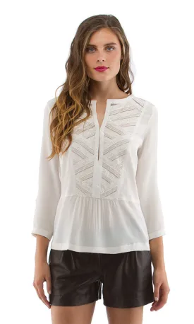 Lace Bib Peplum Blouse