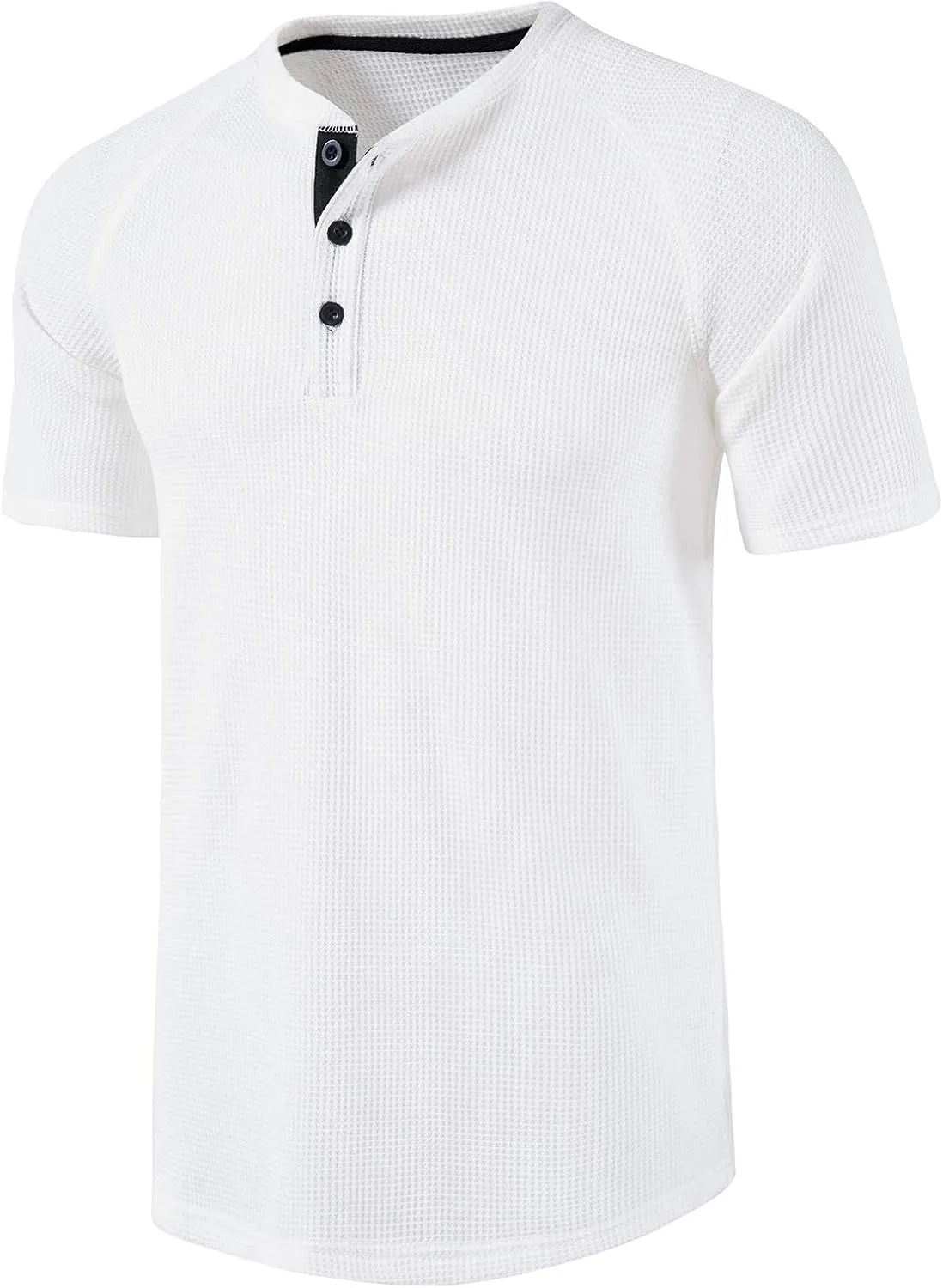 LOCALMODE Men's Casual Crew Neck Long Sleeve T Shirts of Waffle Henley