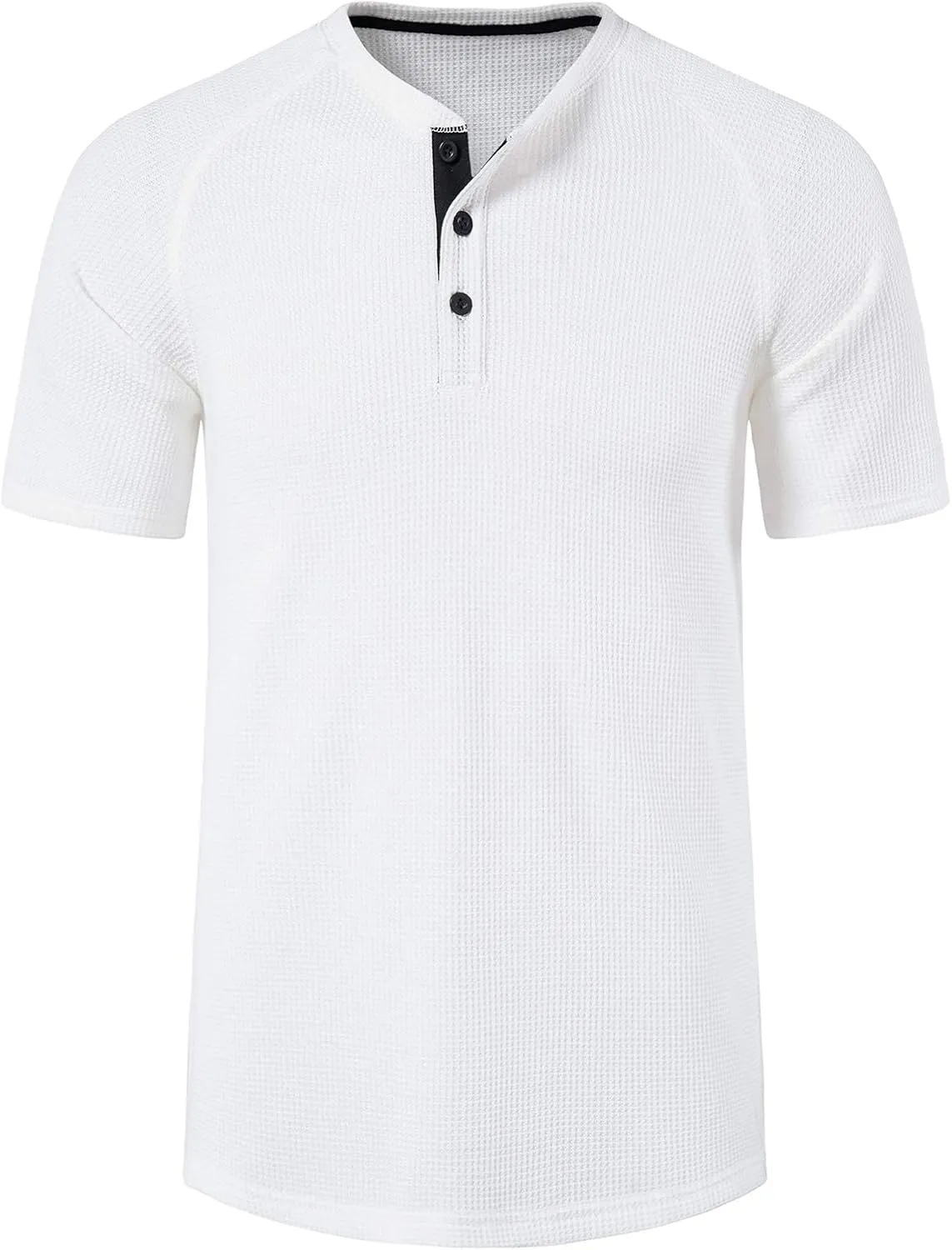 LOCALMODE Men's Casual Crew Neck Long Sleeve T Shirts of Waffle Henley