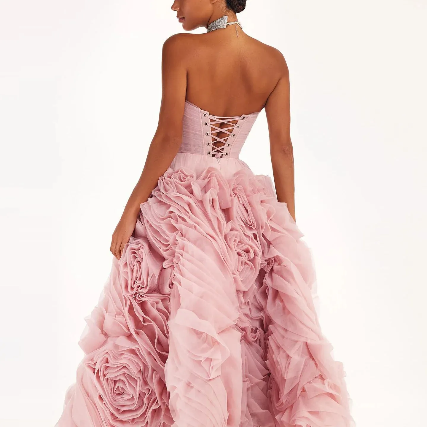 Luxury 3D Rose Flower Purple Strapless Evening Dress SS343