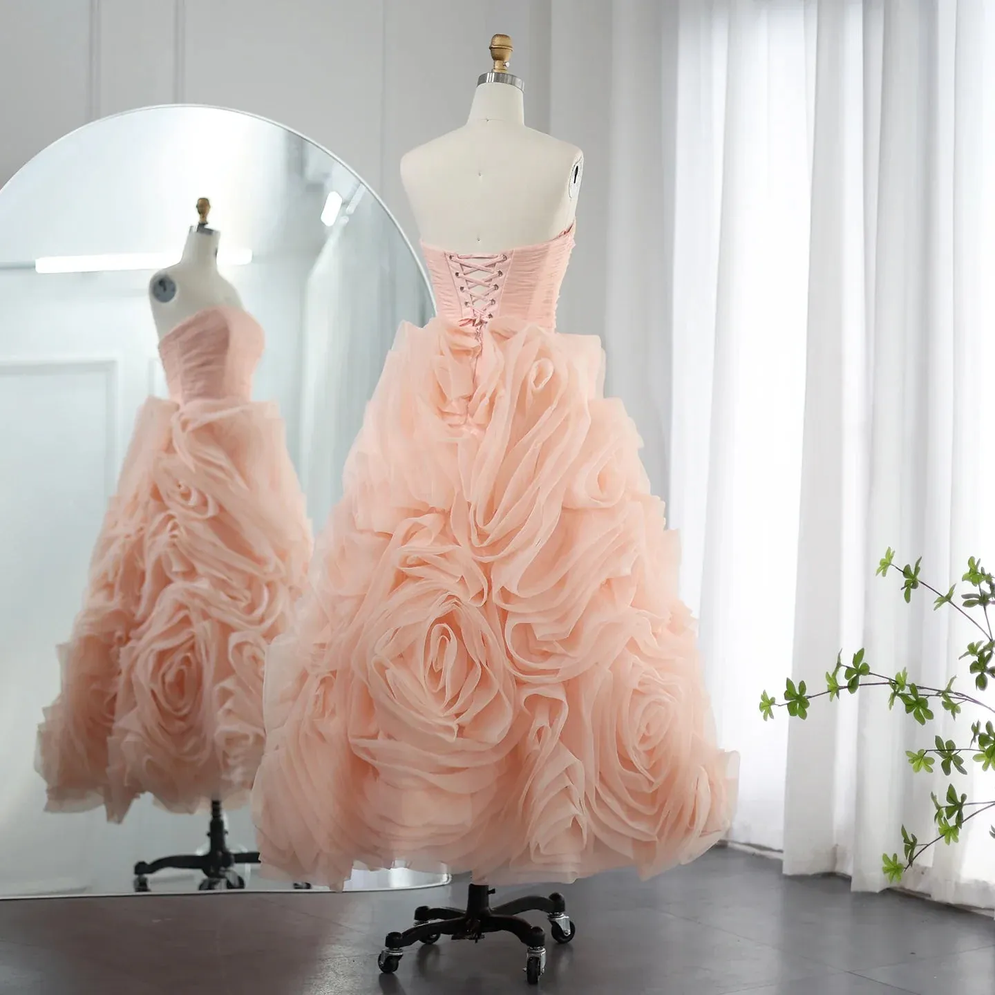 Luxury 3D Rose Flower Purple Strapless Evening Dress SS343