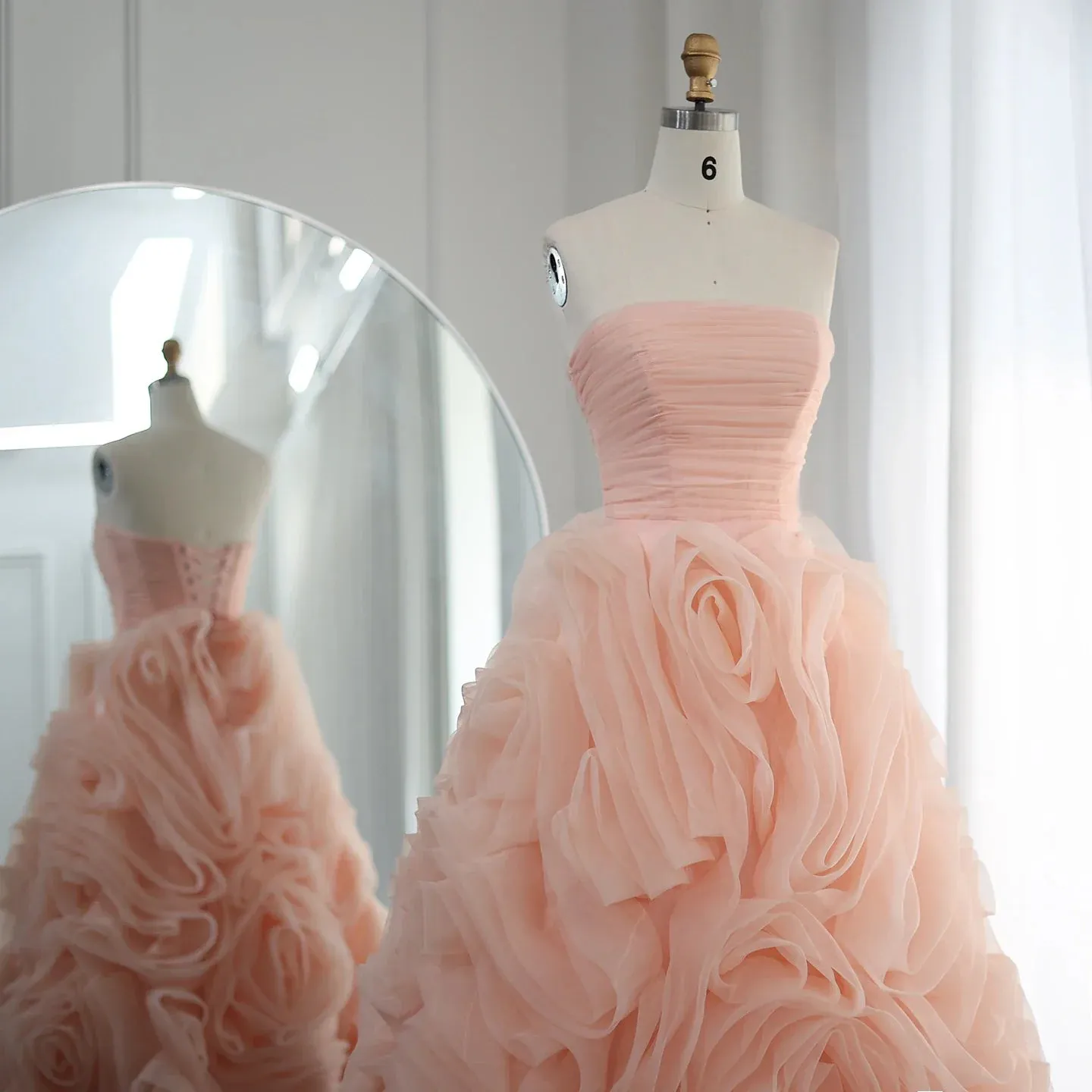 Luxury 3D Rose Flower Purple Strapless Evening Dress SS343