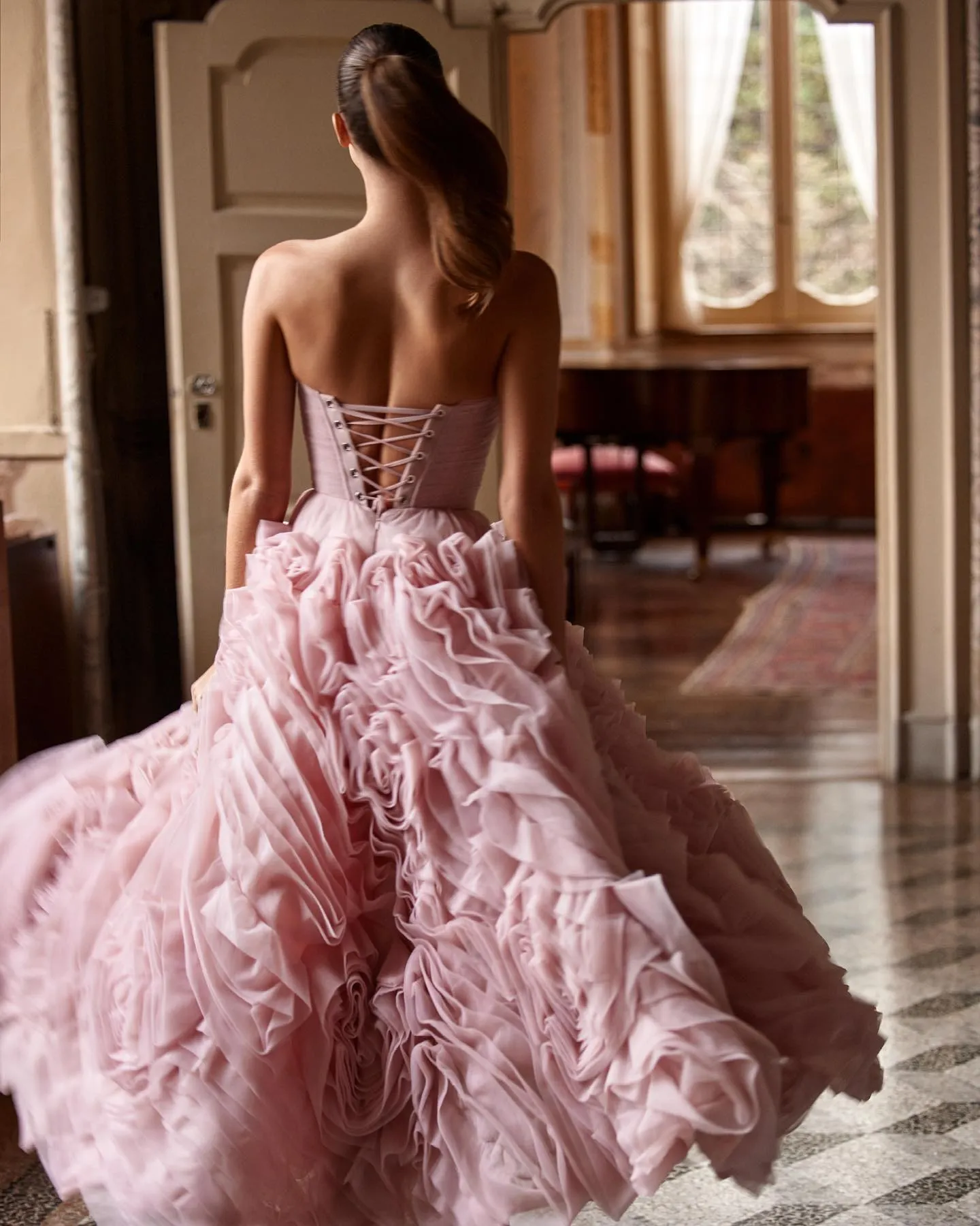 Luxury 3D Rose Flower Purple Strapless Evening Dress SS343