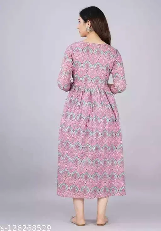 MAGHMAWomen's Maternity Dress Kurti for Pregnancy Women with Breastfeeding Dress with Floral Maternity