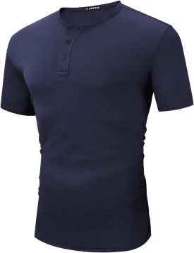 Men Henley Shirts Long Sleeve Polo Shirt Basic Tee Casual T-Shirt Button Collared Lightweight Quick Dry Top