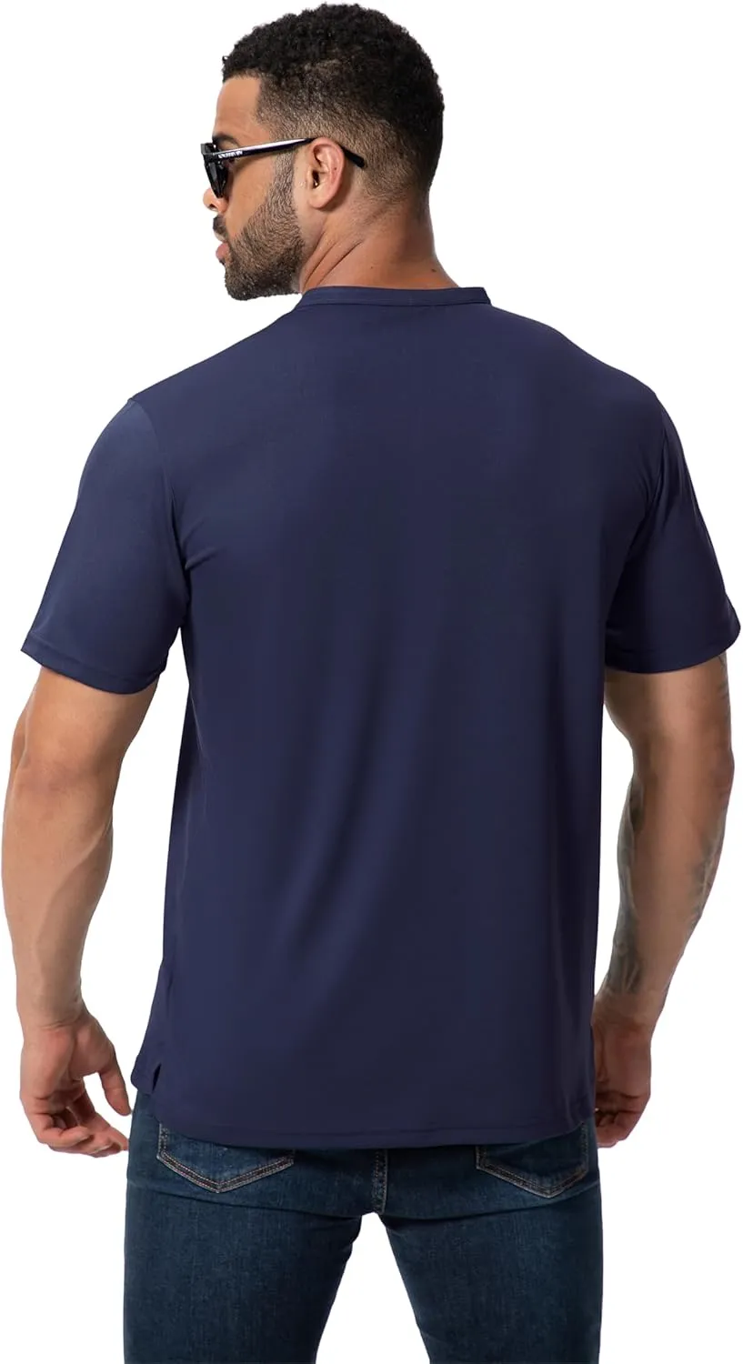 Men Henley Shirts Long Sleeve Polo Shirt Basic Tee Casual T-Shirt Button Collared Lightweight Quick Dry Top