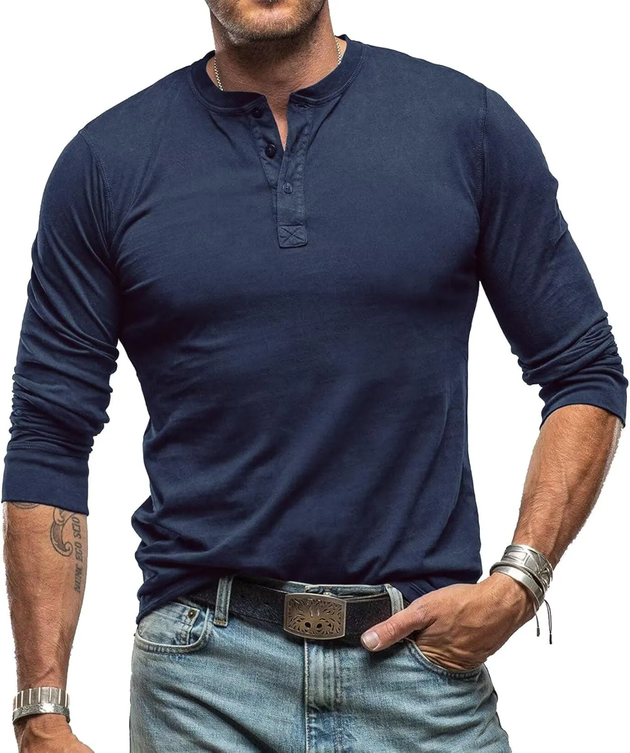Men's Henley Shirts Casual Long Sleeve Basic Button-Down Slim Fit Lightweight Classic Cotton Pullover Tops 2025