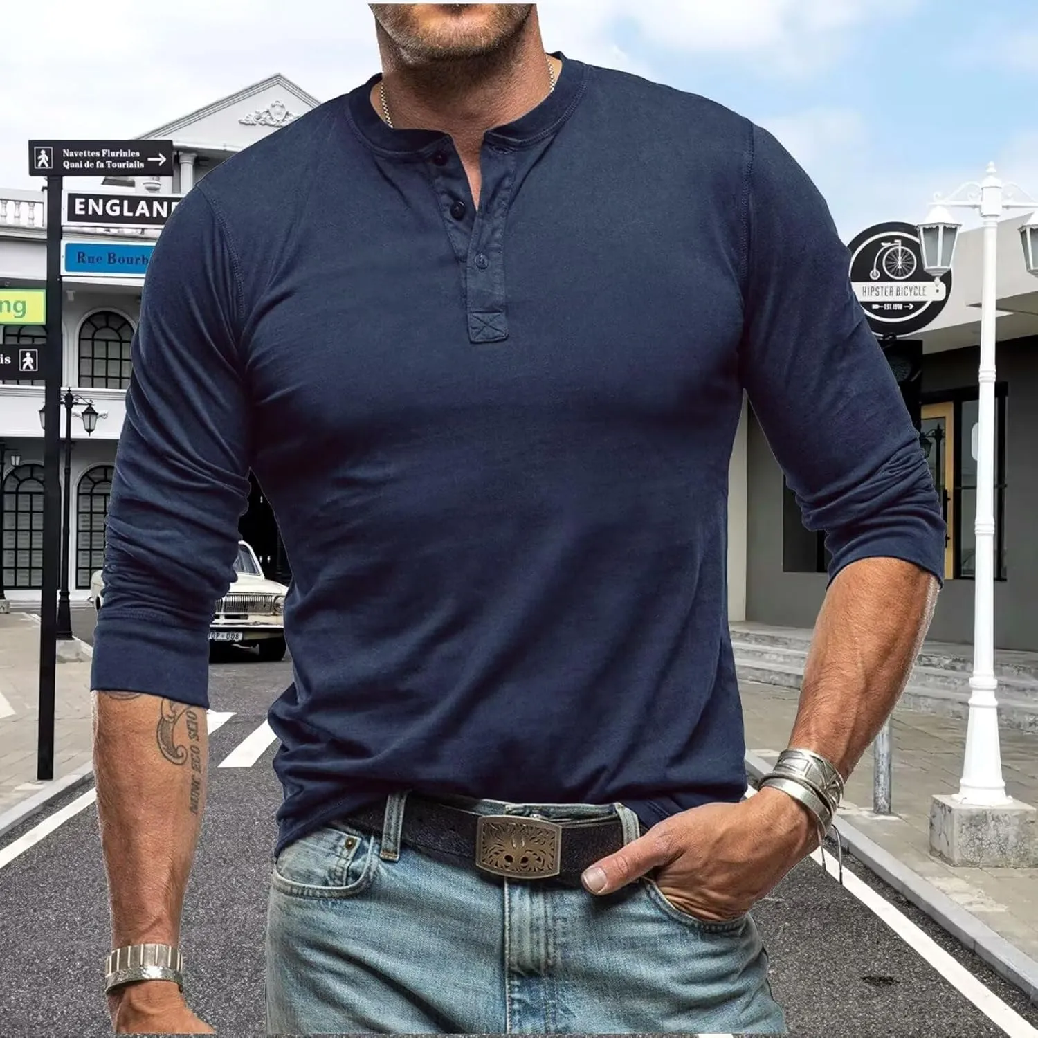 Men's Henley Shirts Casual Long Sleeve Basic Button-Down Slim Fit Lightweight Classic Cotton Pullover Tops 2025