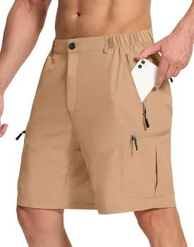 Mens Hiking Cargo Shorts with 6 Zipper Pockets 9" Quick-Dry Lightweight Short for Golf Casual Fishing