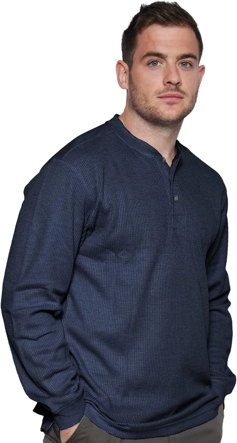 Men's Long Sleeve Performance Thermal 3 Button Henley Shirt