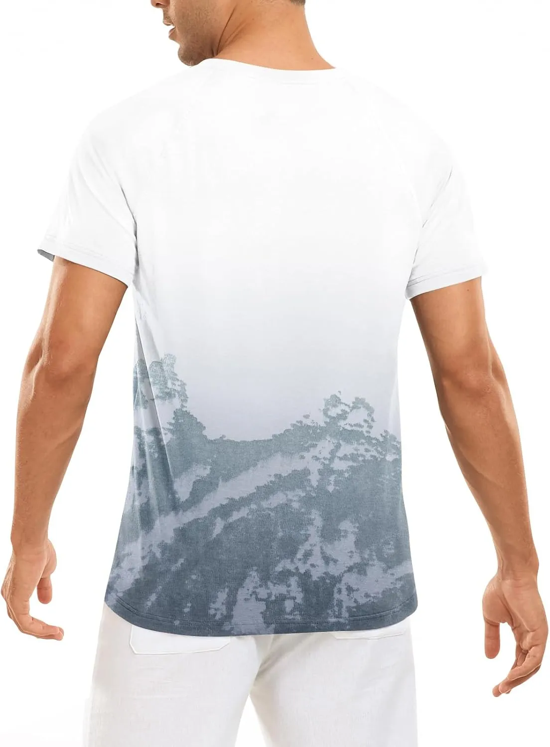Men's Summer Polo Shirts Short Sleeve Cotton Casual Henley T-Shirts Button Raglan Sleeve Tees