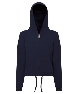 Navy - Kids TriDri¨ recycled cropped oversize full-zip hoodie