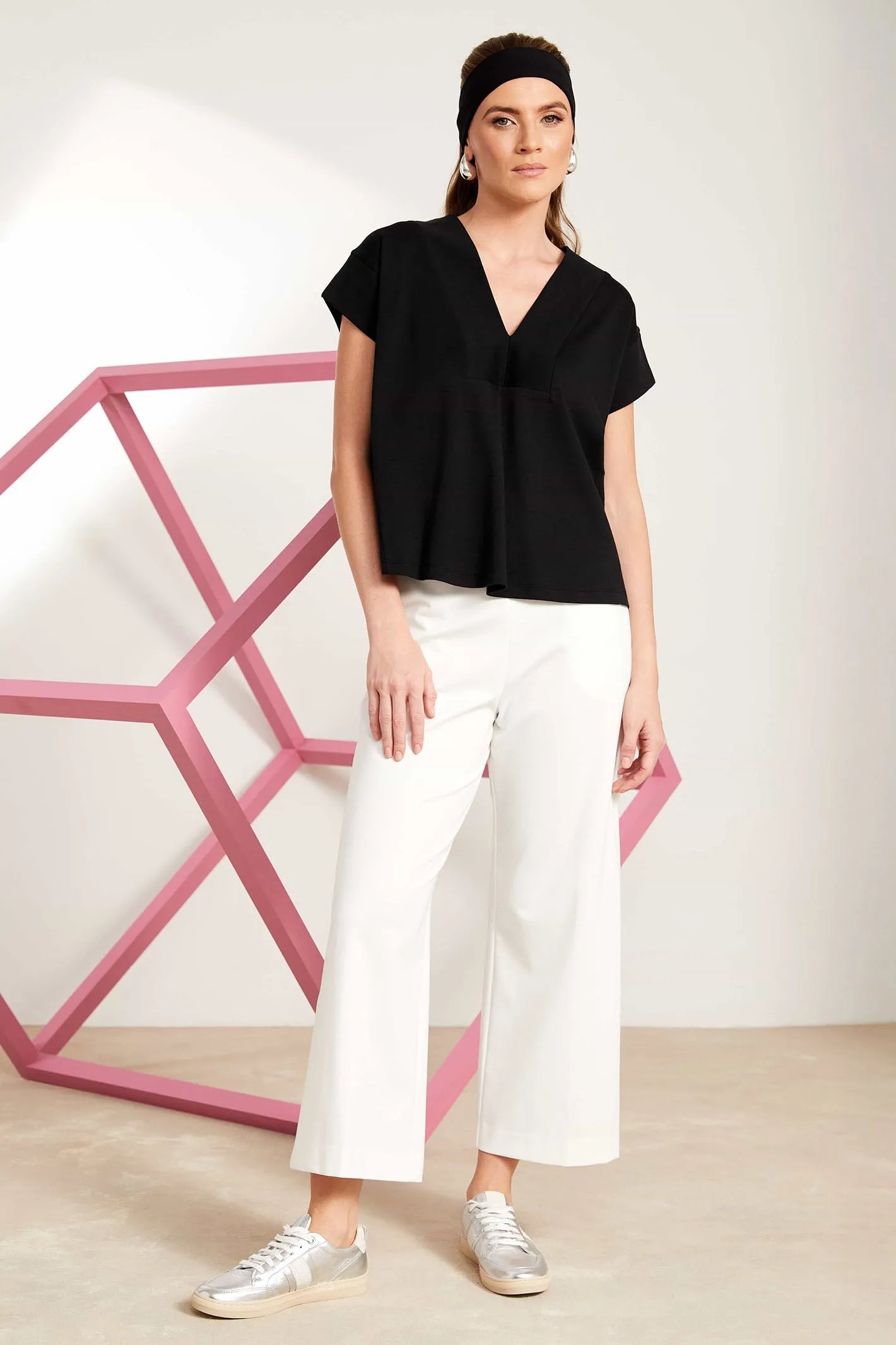 Naya Wide Leg Cream Pull On Trousers NAS25239 12