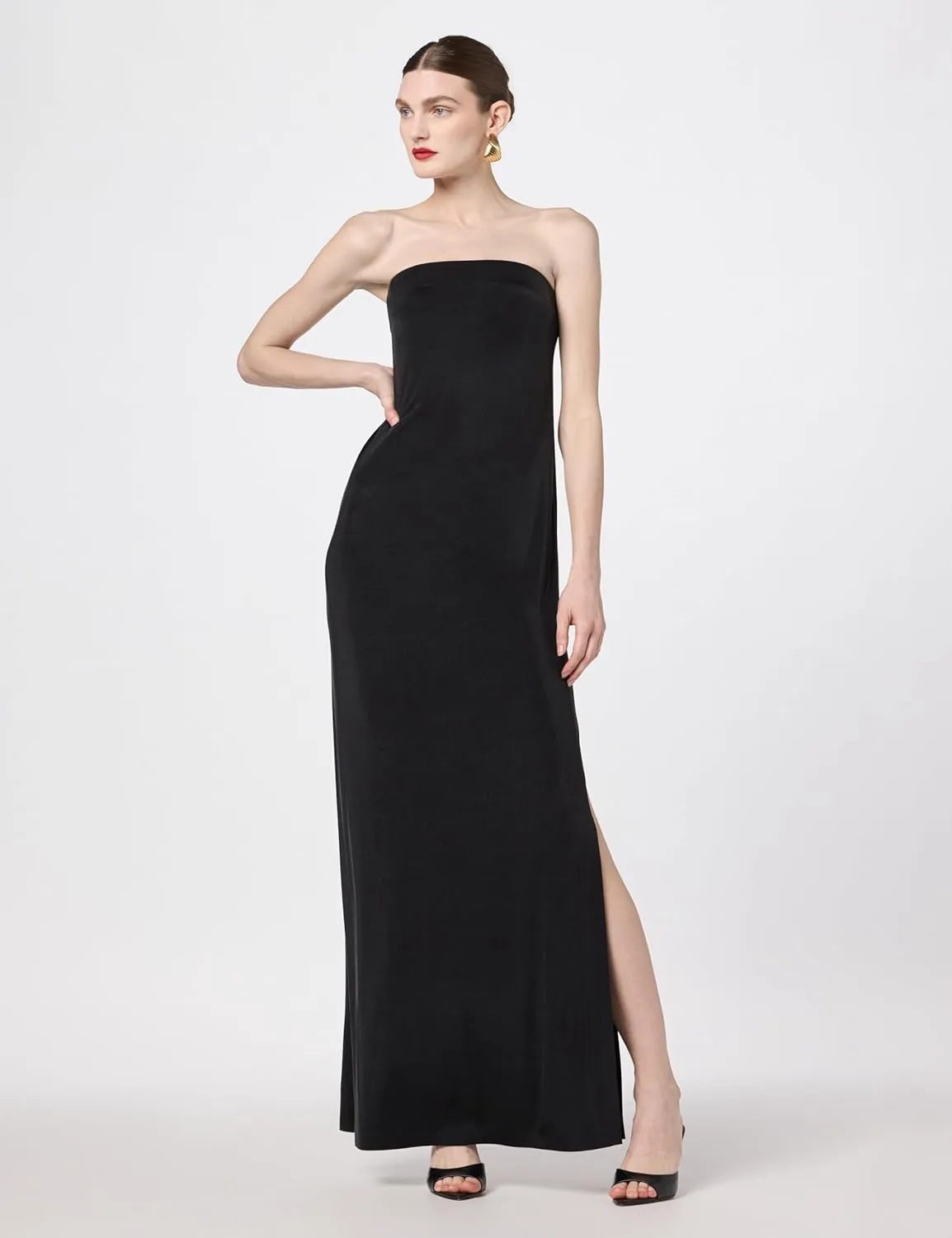 Norma Kamali Women's Strapless Tailored Side Slit Gown