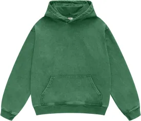Oversized Denim Pullover Hoodie - Men's Vintage Sweatshirt with Acid Wash