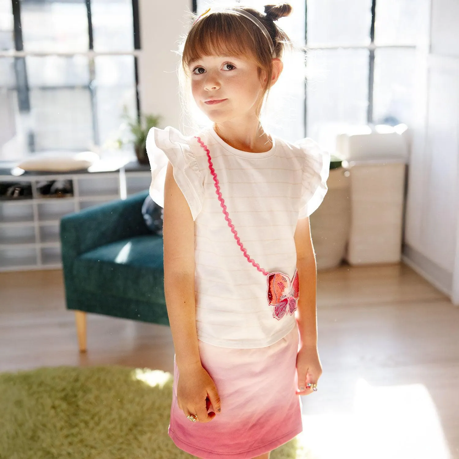 pink ombre cotton magnetic tennis skort