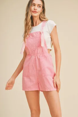 Pink Washed Denim Overalls